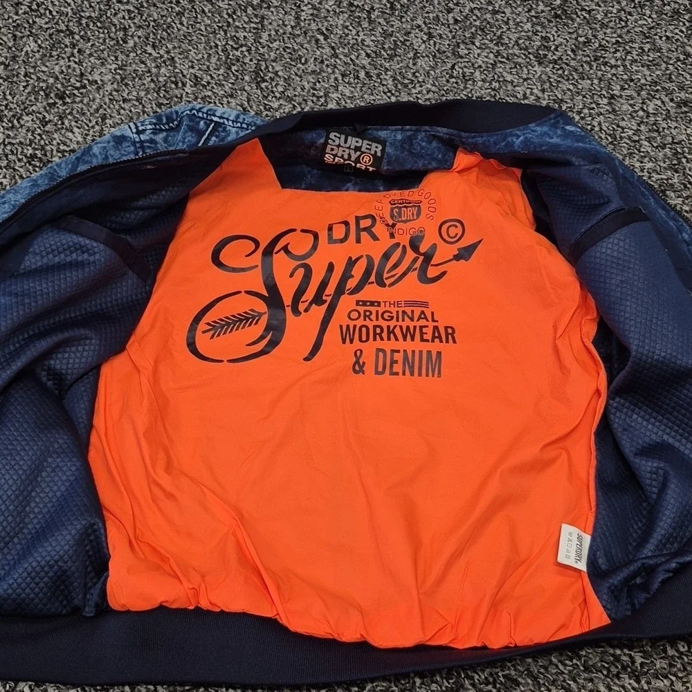 Superdry Sport Denim Jacket Mens Large Blue Full Zip‎